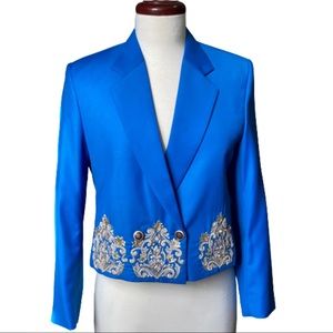 Hand embroidered double press crop jacket